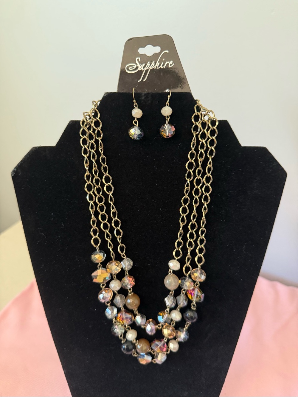 Multicolor Beaded Layered Necklace & Earring Set
